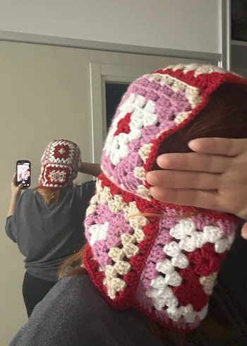 Renkli Örgü Bohem Balaclava - Görsel 5