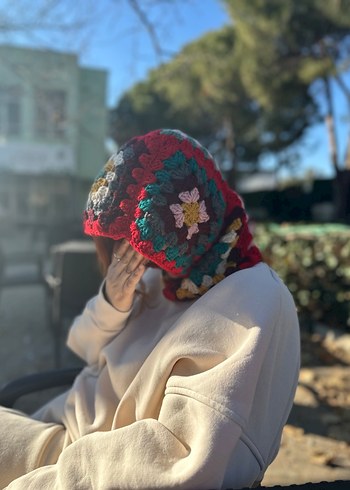Renkli Örgü Kadın Balaclava - Görsel 6