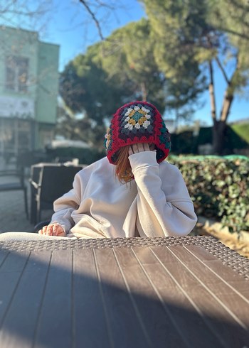 Renkli Örgü Kadın Balaclava - Görsel 3