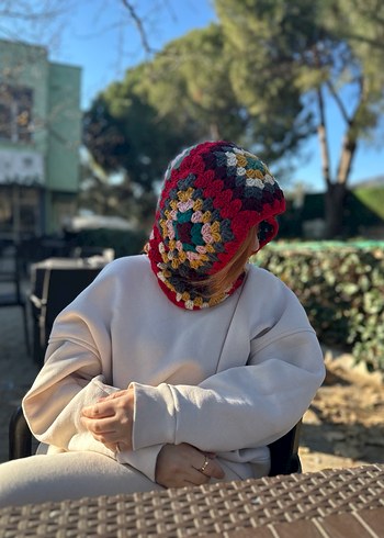 Renkli Örgü Kadın Balaclava - Görsel 2