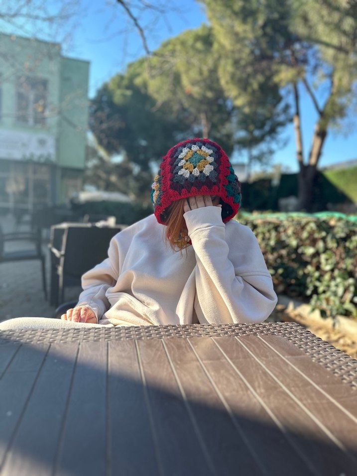 Renkli Örgü Kadın Balaclava - Görsel 3