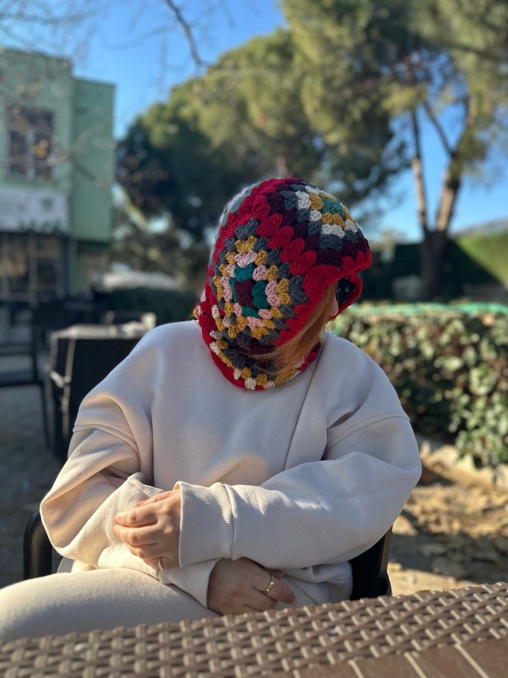 Renkli Örgü Kadın Balaclava - Görsel 2