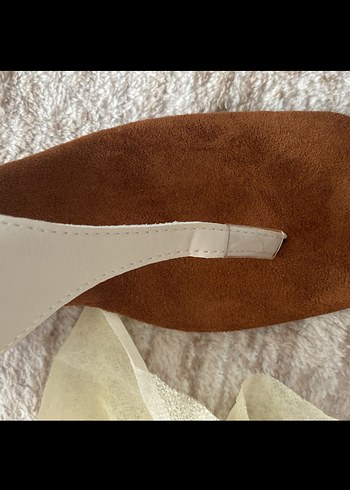 Diğer Beyaz Süet Stiletto Topuklu Minimalist Kadın Sandalet