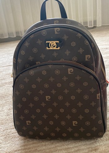 Kahverengi Deri Pierre Cardin Kadın Sırt Çantası