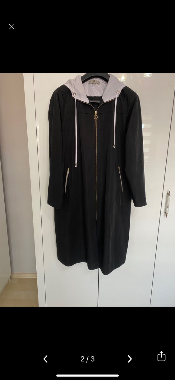 Uzun Siyah Kadın Yağmurluk #seçil - Görsel 2