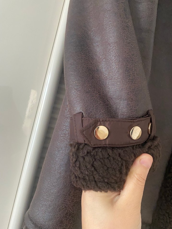 Orhan marka Kahverengi Deri Uzun Kadın Kaban - Görsel 3