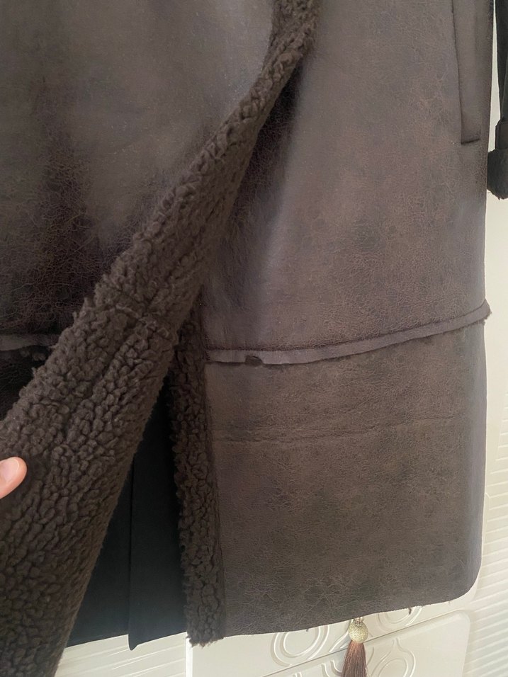 Orhan marka Kahverengi Deri Uzun Kadın Kaban - Görsel 2