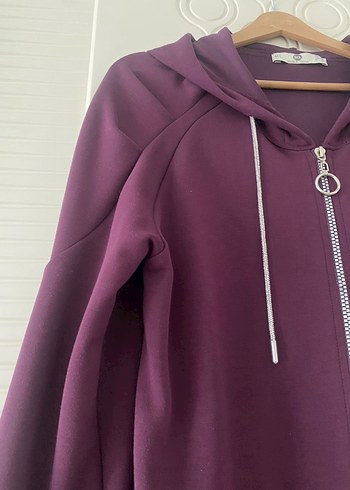 Seçil markaKadın Mor Kapüşonlu Fermuarlı Sweatshirt - Görsel 3