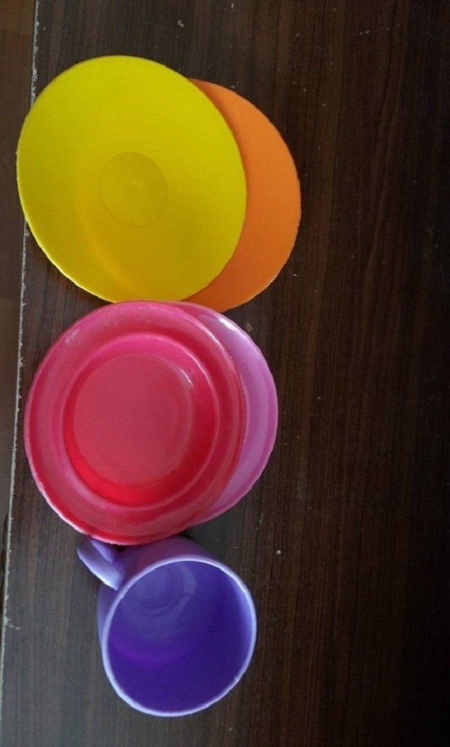 Renkli Plastik Oyuncak Fincan ve Tabak Seti - Görsel 2