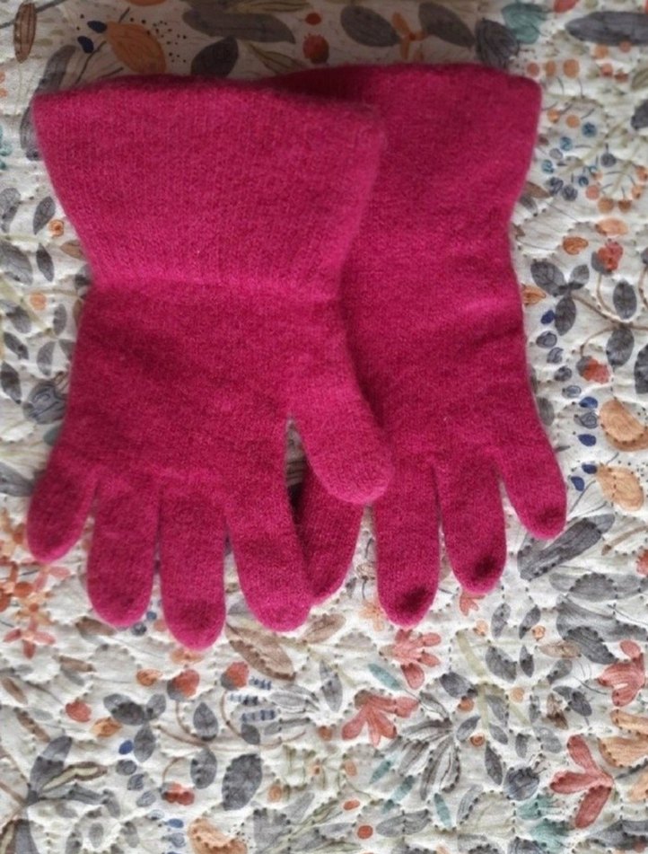 Düğmeli Pembe Kız Triko Eldiven - Görsel 2