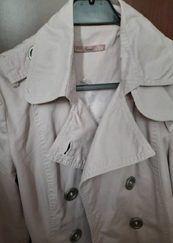 On Fashion Düğmeli Gri Kadın Trençkot
