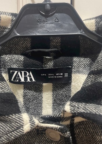 Kadın Gri Ekose Düğmeli Midi Ceket - Görsel 2