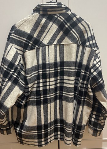 Kadın Gri Ekose Düğmeli Midi Ceket - Görsel 3