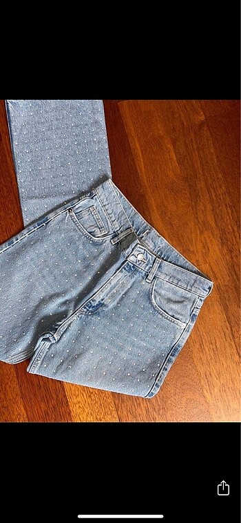 m Beden mavi Renk Zara taşlı jean