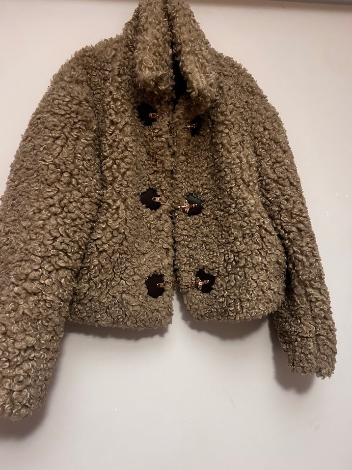 Kahverengi Tüylü Midi Kadın Mont - Görsel 3