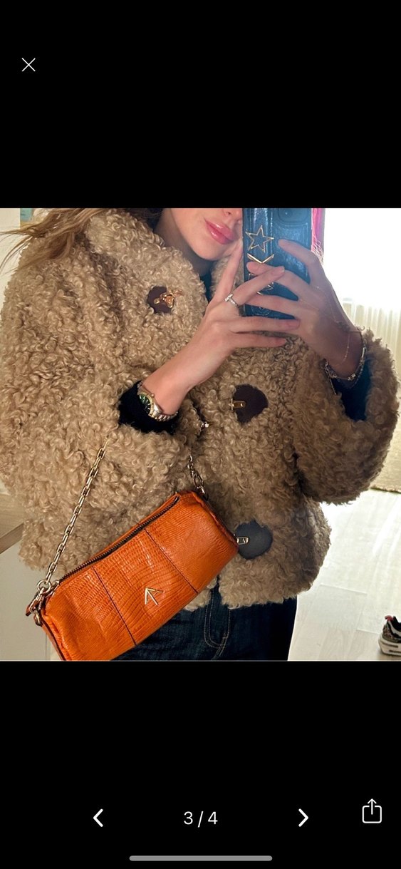 Kahverengi Tüylü Midi Kadın Mont - Görsel 2