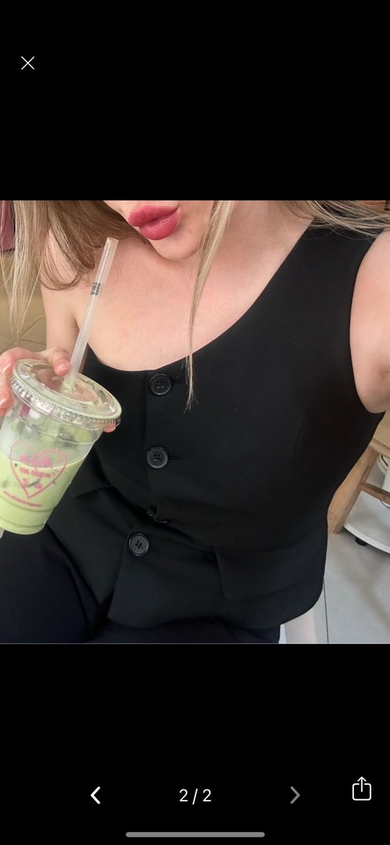 Düğmeli Siyah Straplez Kadın Yelek - Görsel 2