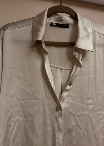 Zara beyaz saten gömlek - Görsel 2