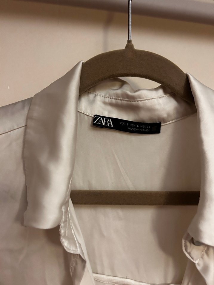 Zara beyaz saten gömlek - Görsel 3