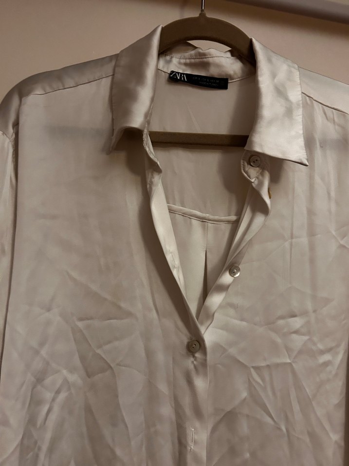 Zara beyaz saten gömlek - Görsel 2