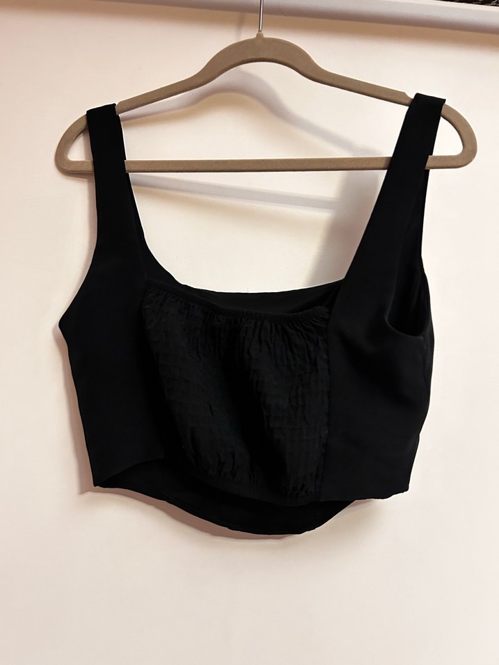 Siyah Saten Midi Büstiyer - Görsel 3