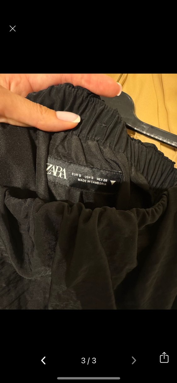 Siyah Drapeli Keten Mini Etek zara - Görsel 3