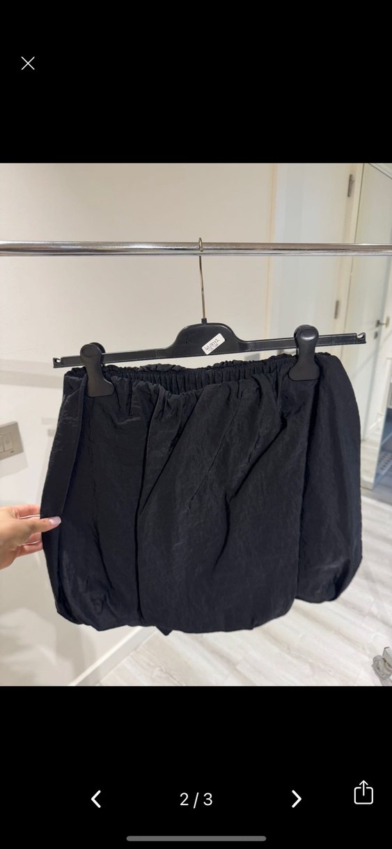 Siyah Drapeli Keten Mini Etek zara - Görsel 2