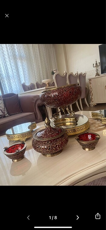 Kervan kırık cam pirinç set