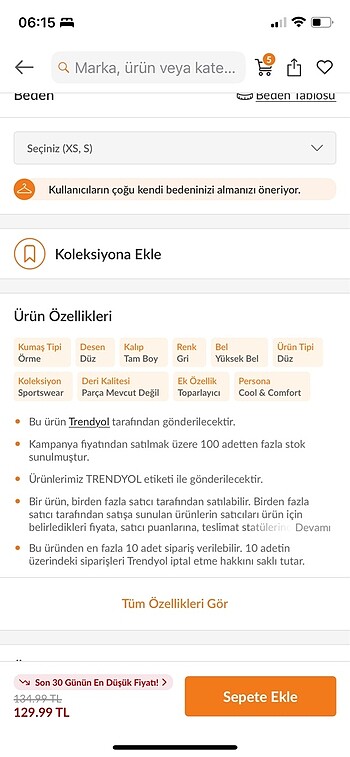 xs Beden trendyolmilla tayt