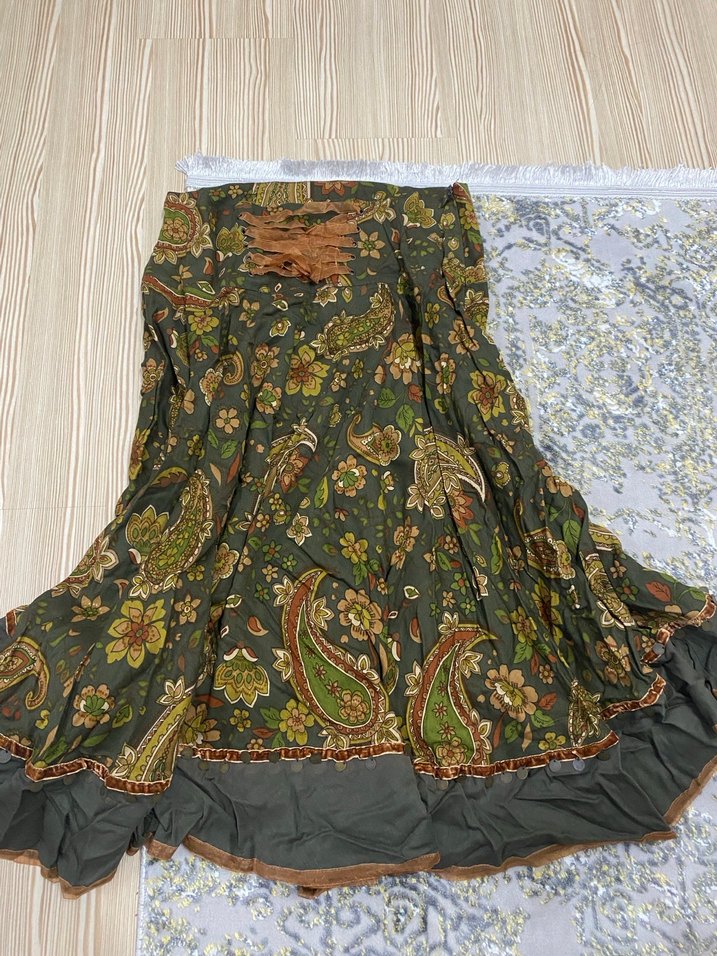 Bohem Desenli Uzun Kahverengi Etek - Görsel 2