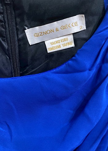 Mavi Drapeli Midi Kadın Abiye Elbise - Görsel 2