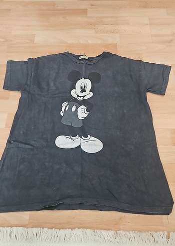 Gri Mickey Mouse Baskılı Tişört