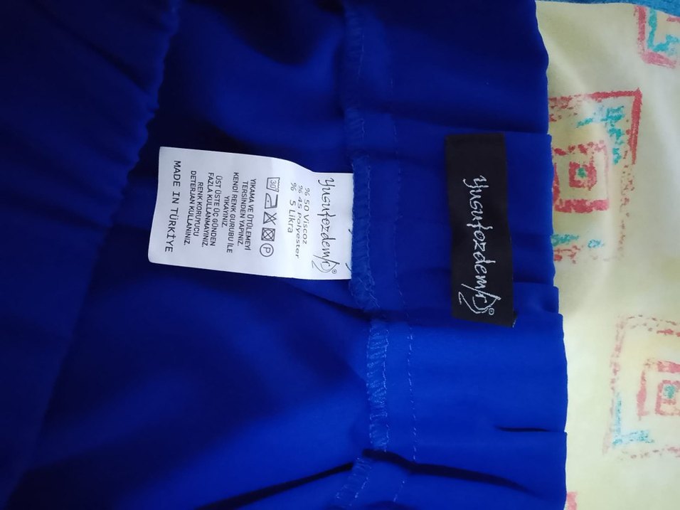 Mavi Uzun Keten Salaş Etek - Görsel 5