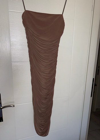 Whenever Company Kahverengi Uzun Elbise - Görsel 2
