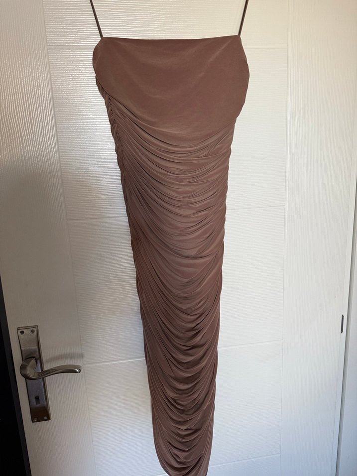 Whenever Company Kahverengi Uzun Elbise - Görsel 3