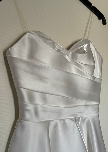 Beyaz Straplez Mini Elbise - Görsel 2