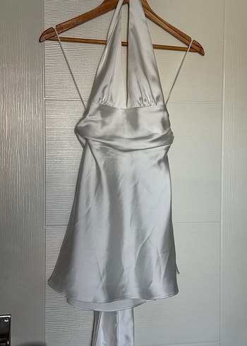 Zara Beyaz Saten Mini Elbise - Görsel 2