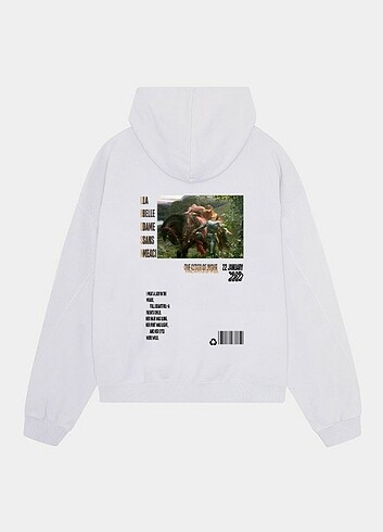 Unisex Callejeros Baskılı Oversize Beyaz Sweatshirt 