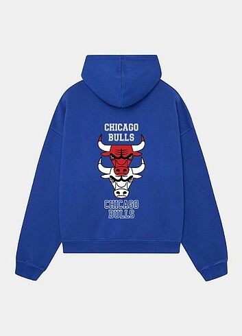 Unisex Chicago Bulls Baskılı Oversize Lacivert Sweatshirt 