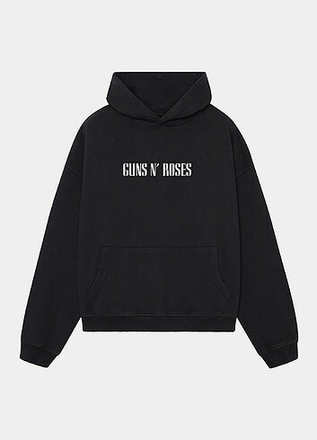 Diğer Unisex Guns N' Roses Baskılı Oversize Siyah Sweatshirt 