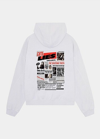 Unisex Guns N' Roses Baskılı Oversize Beyaz Sweatshirt 