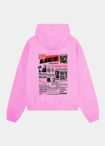 Unisex Guns N' Roses Baskılı Oversize Pembe Sweatshirt