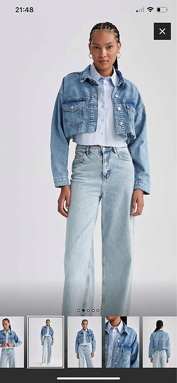 m Beden Crop 0 Pamuk Jean Ceket