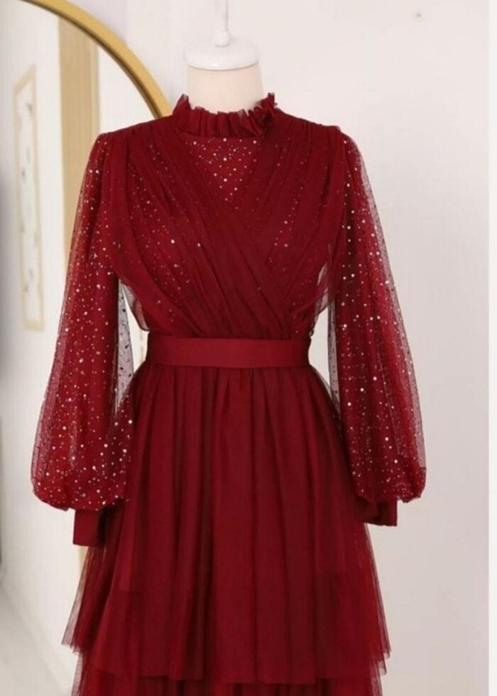 Eteği kat kat tül abiye - Görsel 3