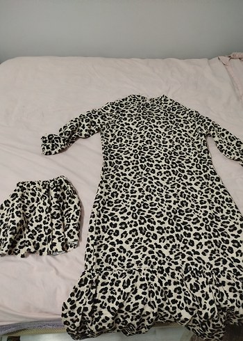 Uzun Kollu, Balıkçı Yaka, Leopar Desenli Kadın Elbise - Görsel 2