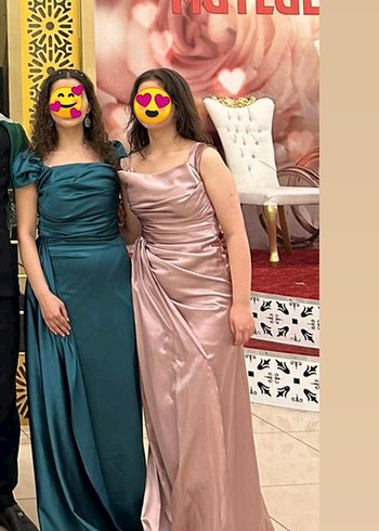 m Beden yeşil Renk Parlak Yeşil Drapeli Midi Abiye Elbise