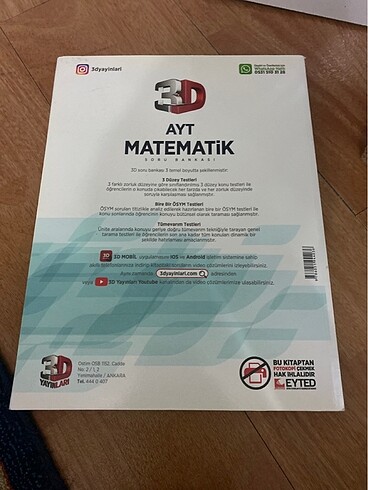  3D yayınları Ayt matematik soru bankası