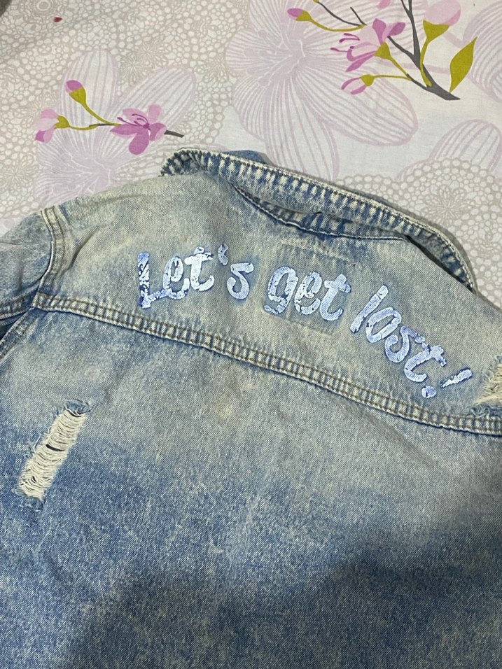 Nakışlı Mavi Kadın Denim Ceket - Görsel 4