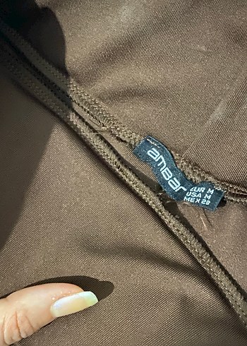 Kahverengi Elastik Bel Kısa  Tayt - Görsel 2