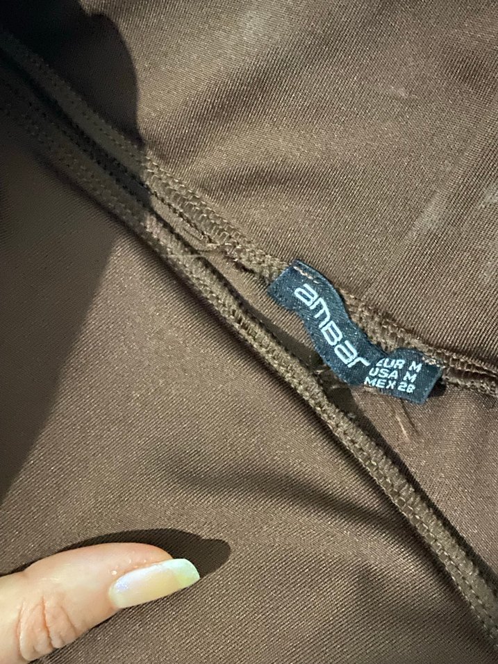 Kahverengi Elastik Bel Kısa  Tayt - Görsel 2